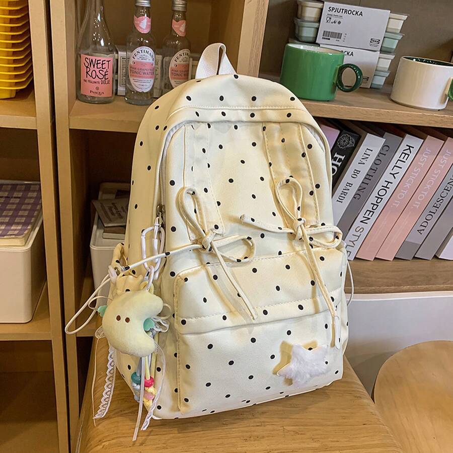 Women'S Fashion Backpack - Cute Polka Dot Small Backpack For