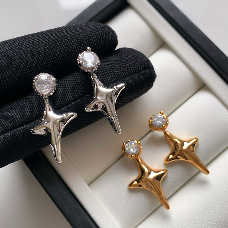 Women'S Real Y2K Fashion - S925 Silver Needles Four-point Star Pendant