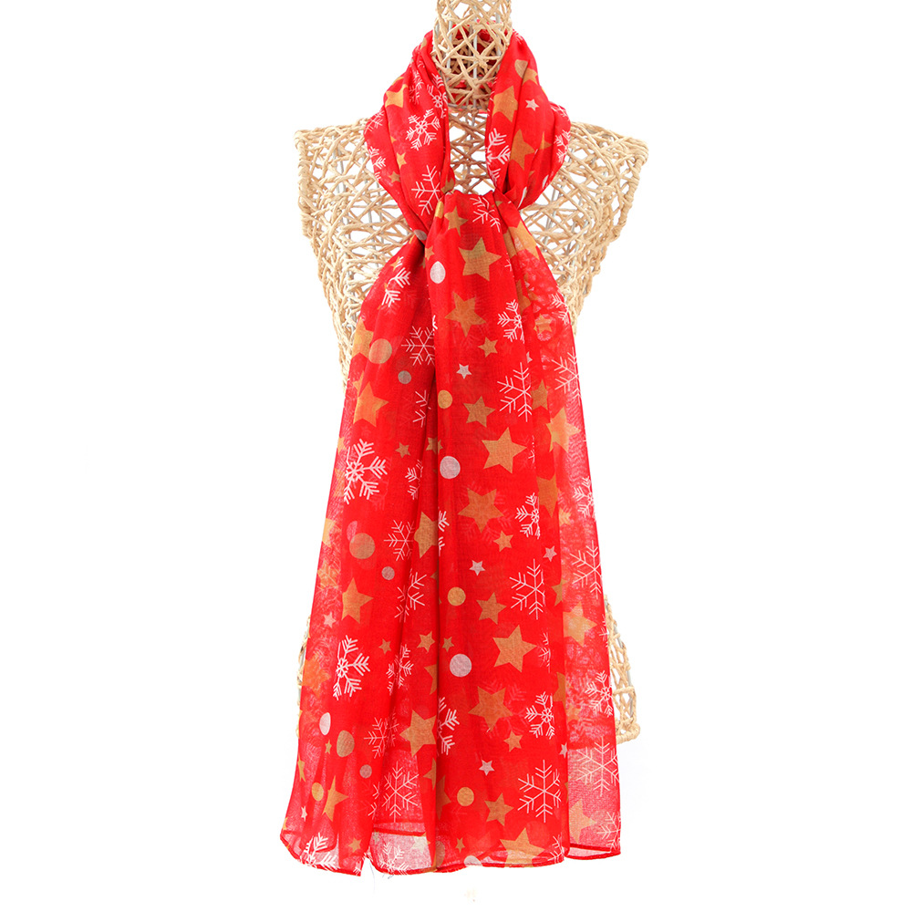 Women'S Fashion Paris - Christmas Snowflake Print Scarves Direct Supply