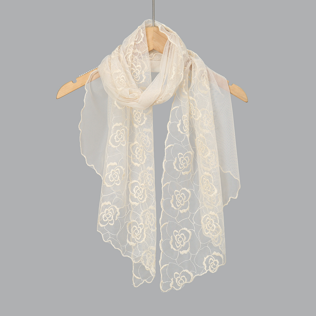 Women Fashion Malaysia - Elegant Rose embroidered Long Shawls Scarf