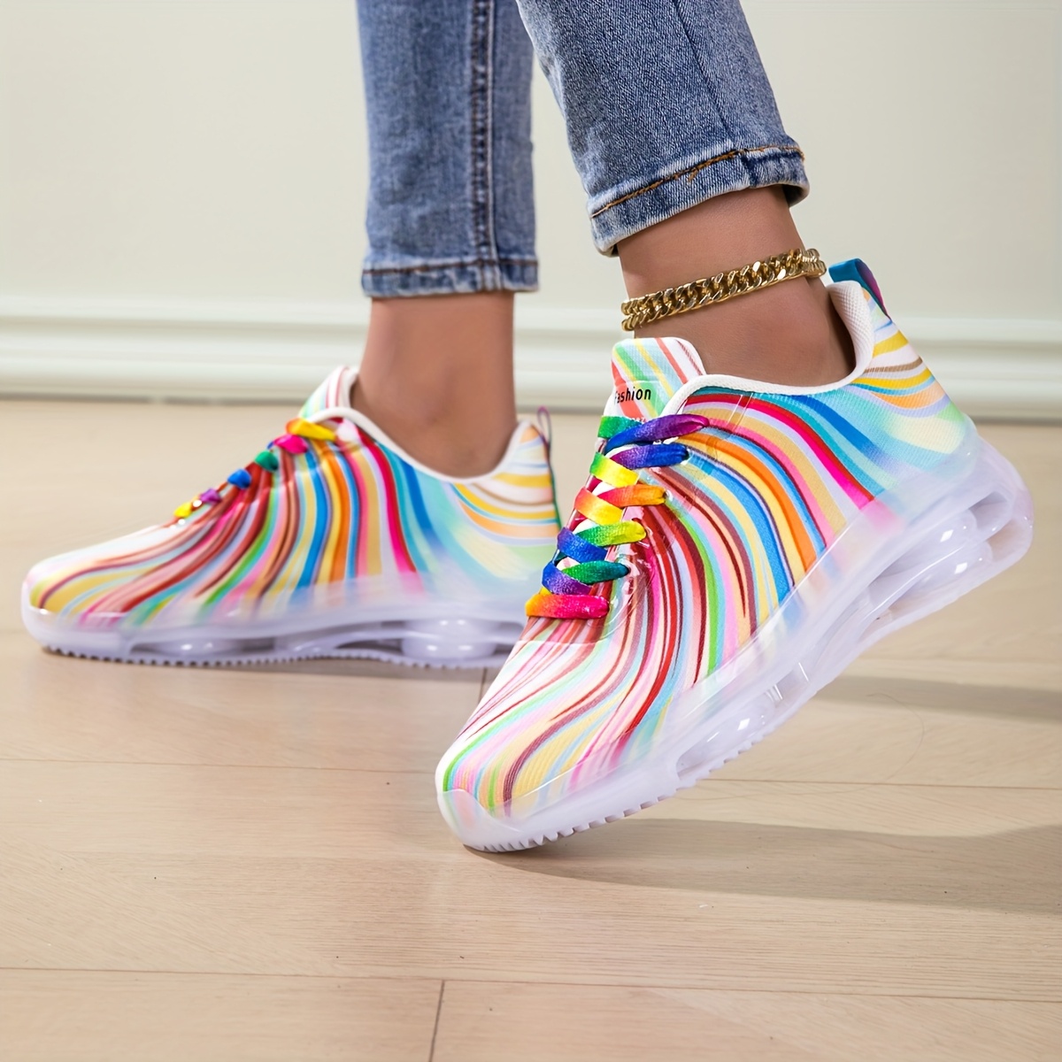 Women's Rainbow Stripe Casual  - Women'S Fashion Tennis Shoes recension och pris