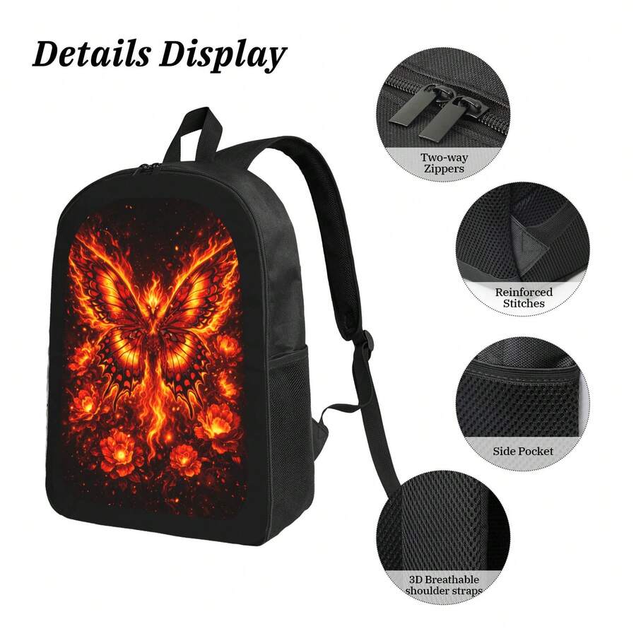 Flame Phoenix Butterfly Backpa - Women'S Fashion Backpack recension och pris