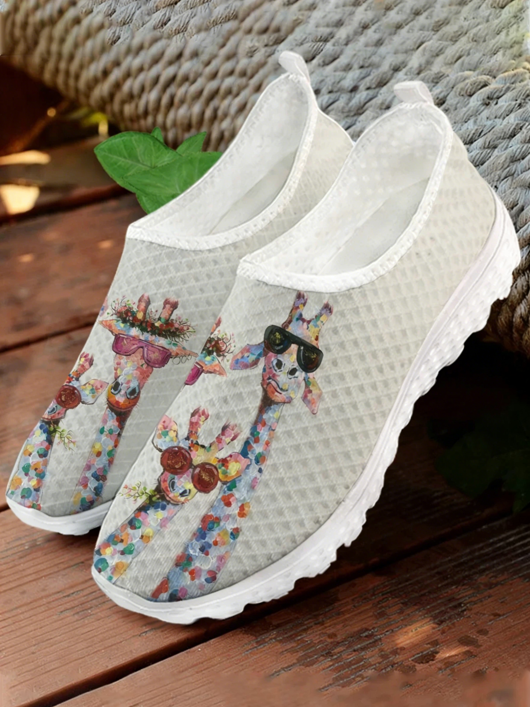 Cartoon Giraffe Print Mesh Hig - Women'S Fashion Tennis Shoes recension och pris
