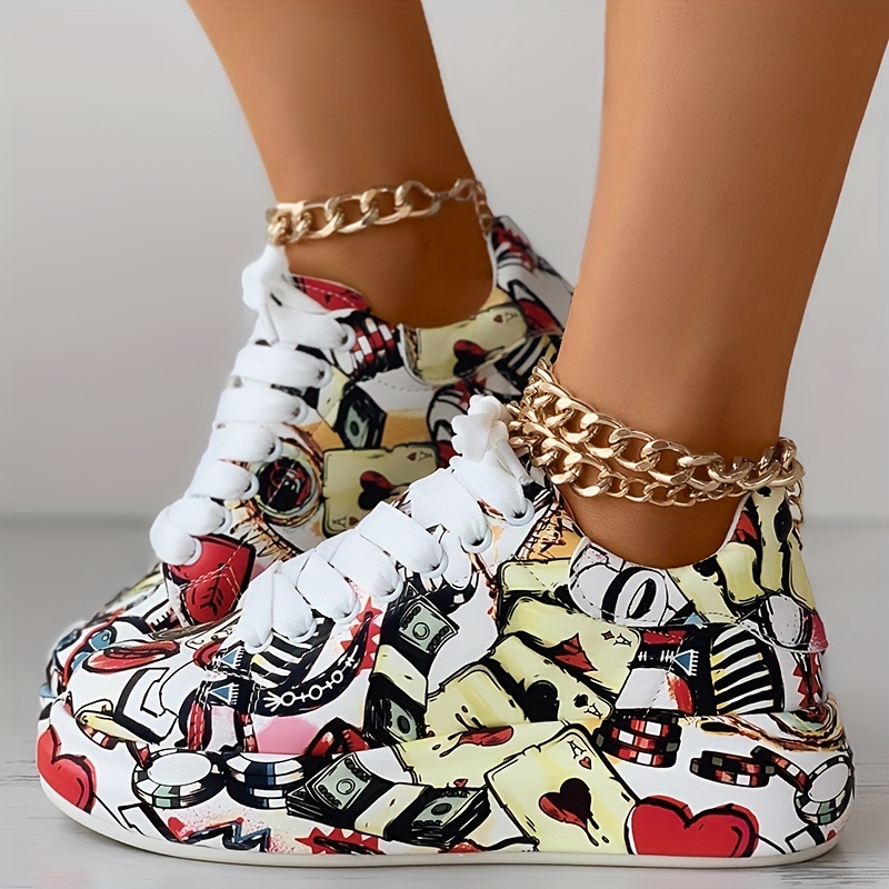 Women's Graffiti Print Sneaker - Women'S Fashion Tennis Shoes recension och pris