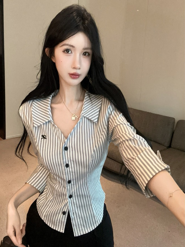 Fashionable Striped Shirt Long - Women'S Fashion Overalls recension och pris