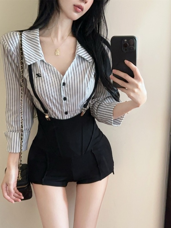 Fashionable Striped Shirt Long - Women'S Fashion Overalls recension och pris