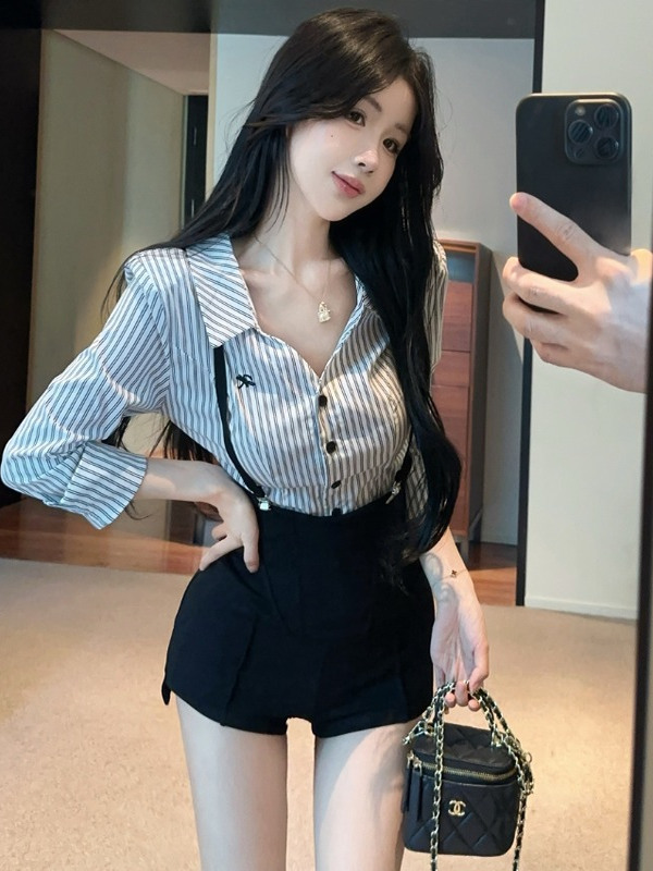Fashionable Striped Shirt Long - Women'S Fashion Overalls recension och pris