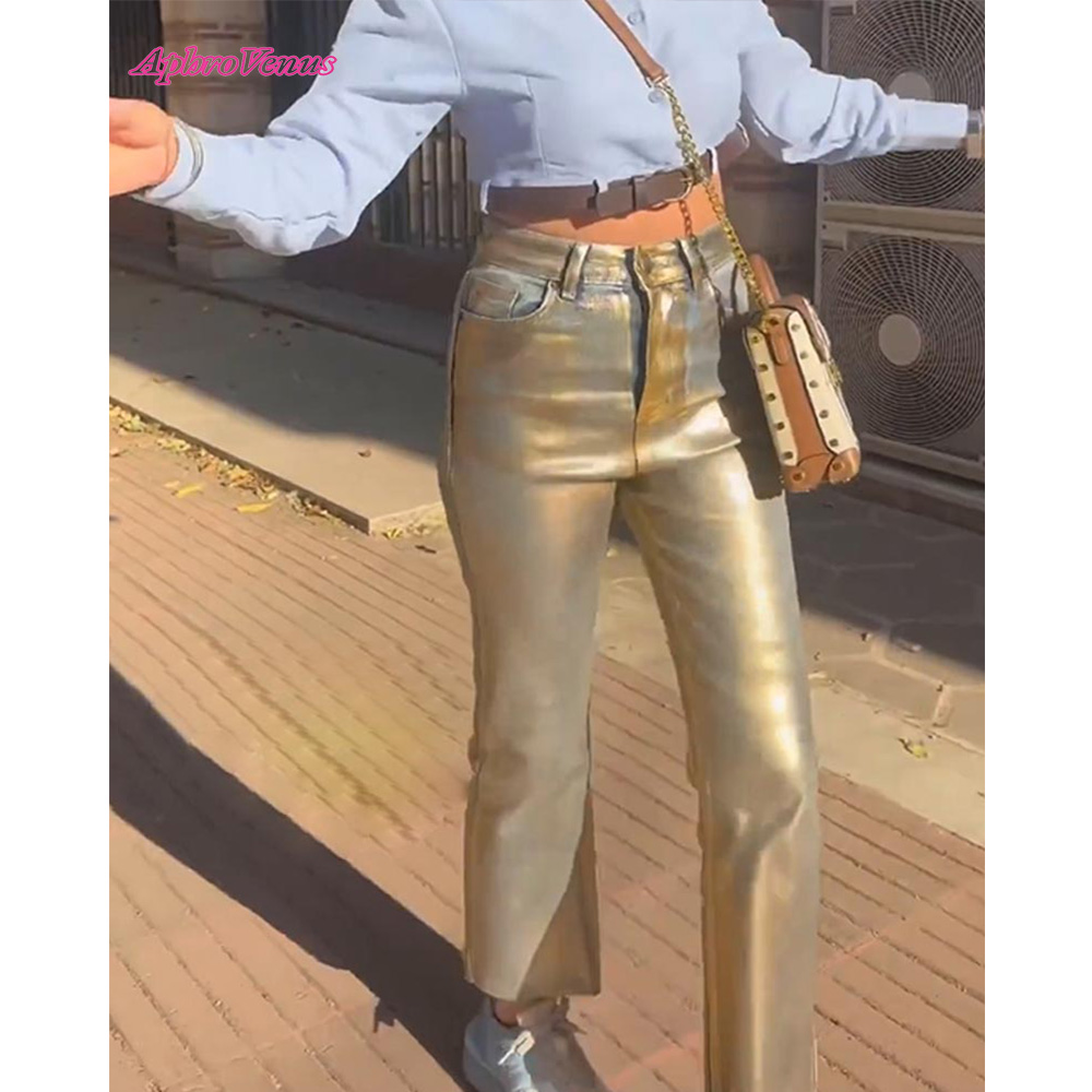 High Waist Gilded Coated Loose - Women'S Fashion Gilded Age recension och pris