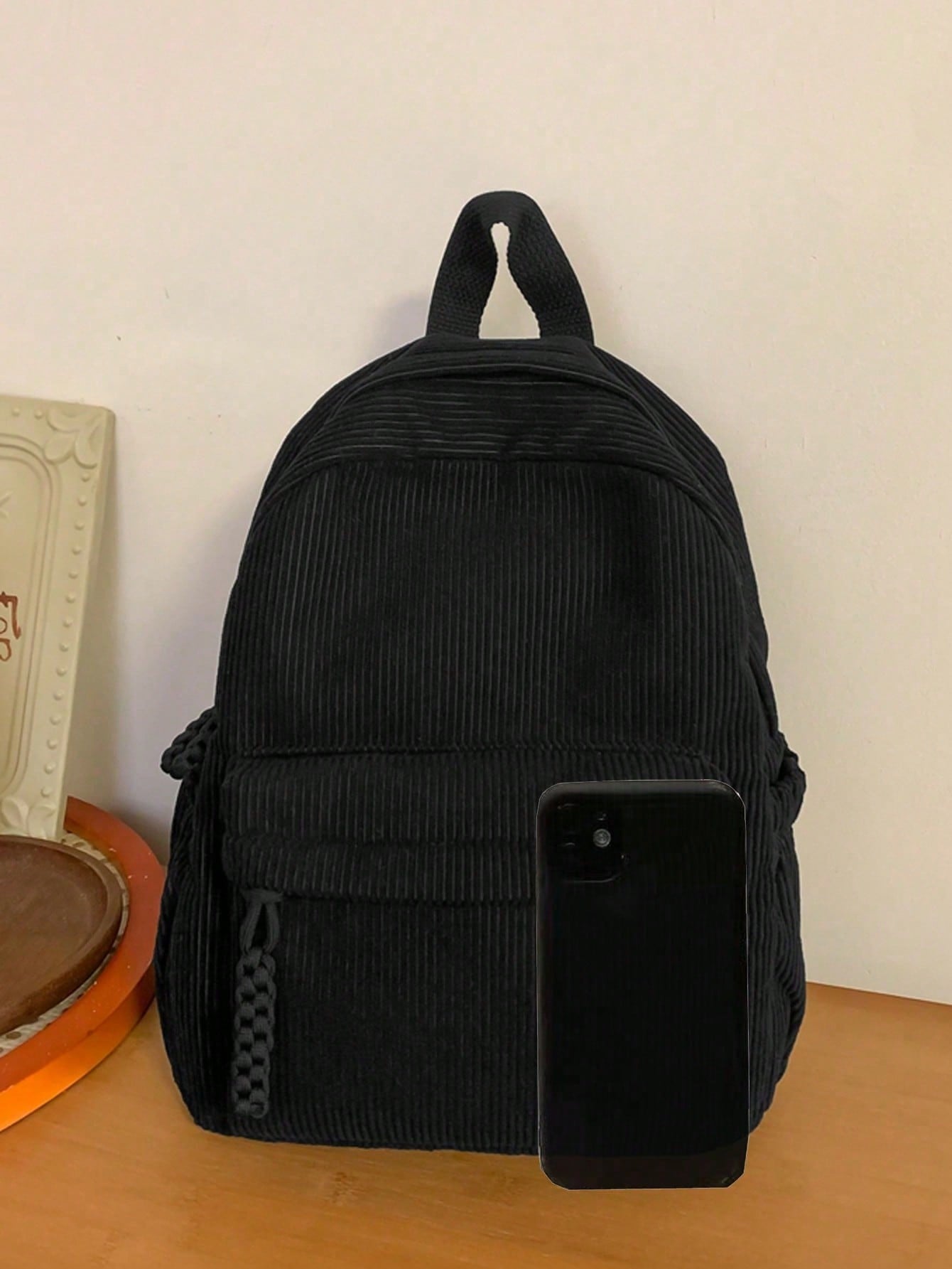 Solid Color Corduroy Fabric Fa - Women'S Fashion Backpack recension och pris