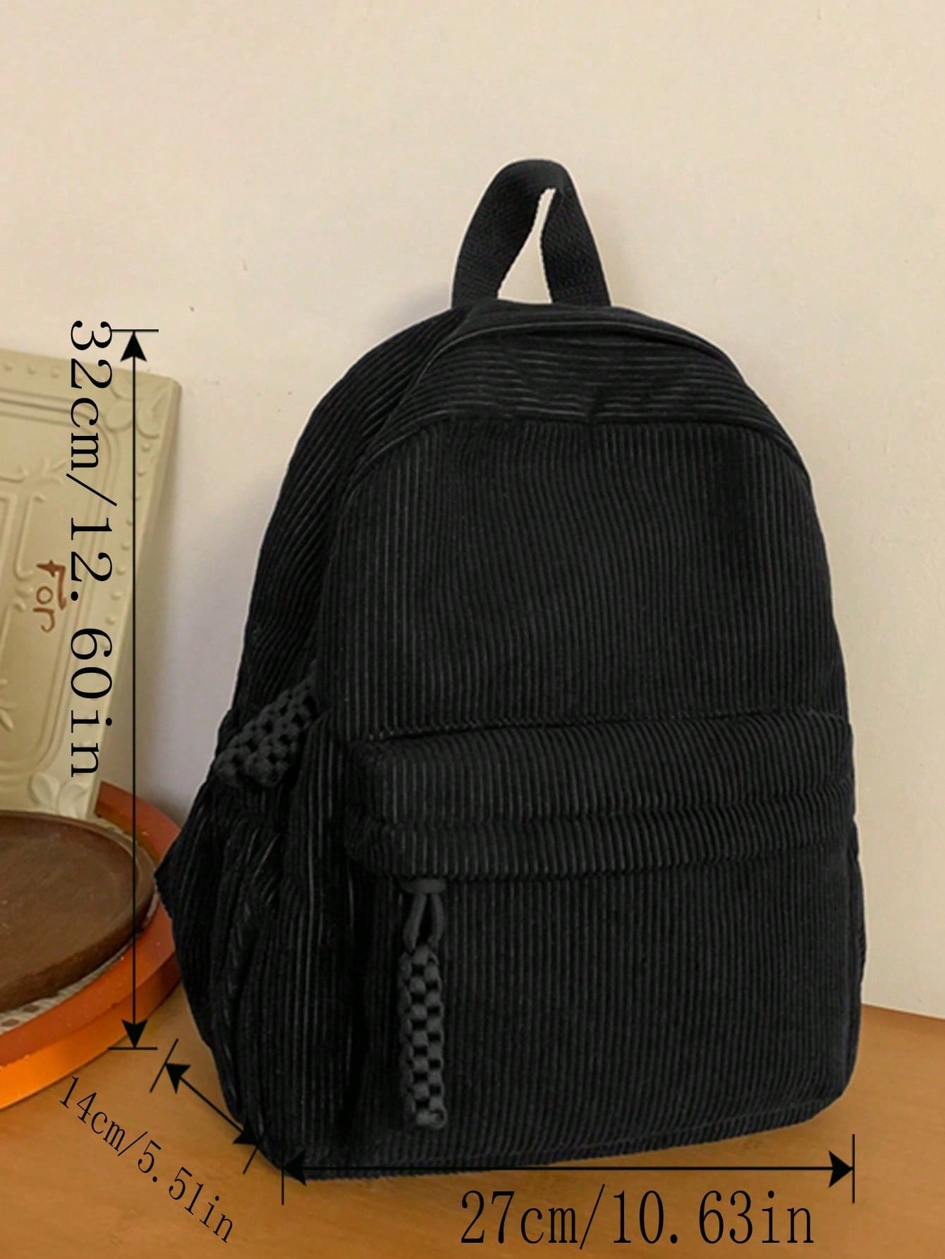 Solid Color Corduroy Fabric Fa - Women'S Fashion Backpack recension och pris