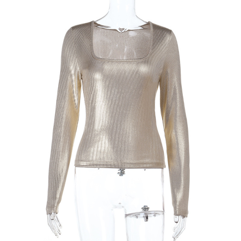 Women Metal Gilding Slim Fit T - Women'S Fashion Gilded Age recension och pris