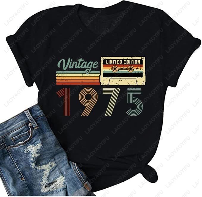 Vintage 1975 T-Shirts for Wome - Women'S Fashion Of The 70S recension och pris