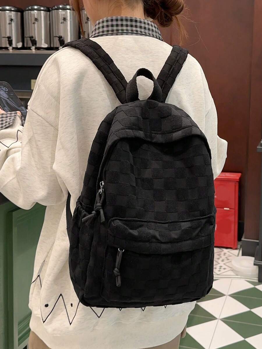 Womens Patchwork Plaid Faux Fu - Women'S Fashion Backpack recension och pris
