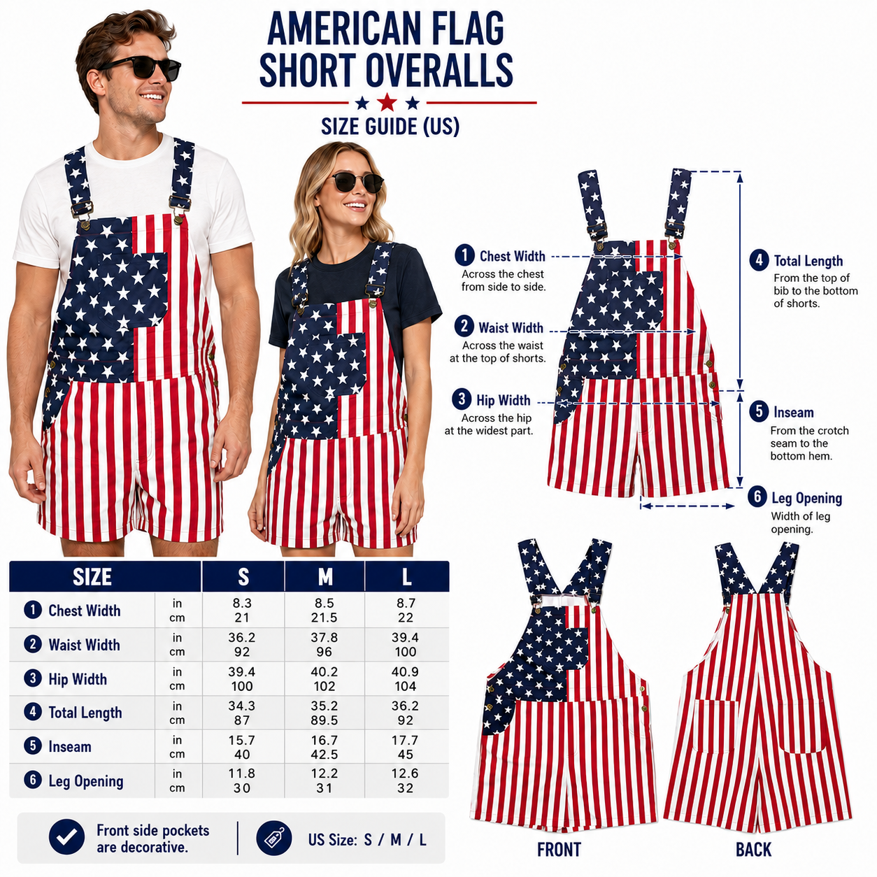 American Flag Printed Bib Over - Women'S Fashion Overalls recension och pris