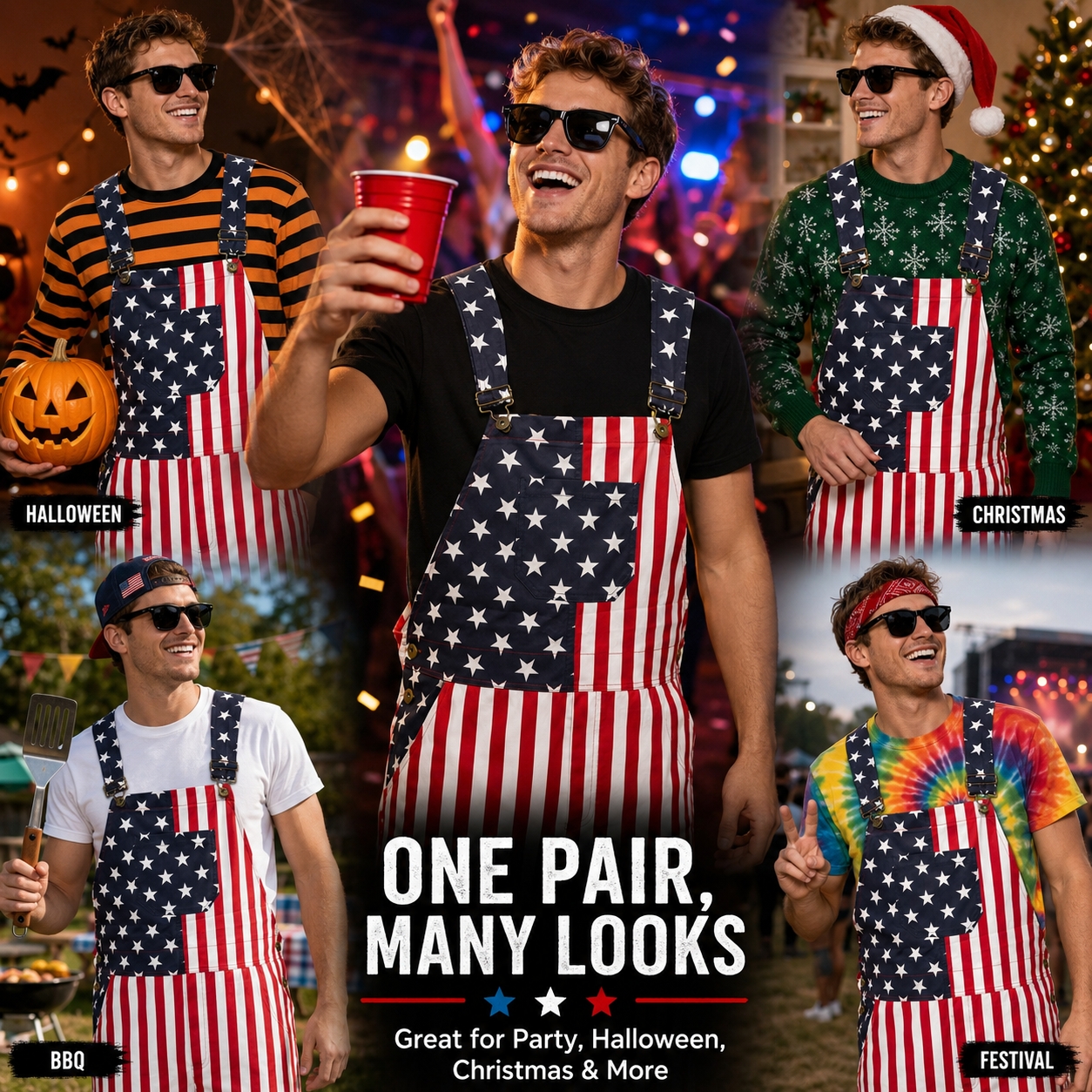 American Flag Printed Bib Over - Women'S Fashion Overalls recension och pris