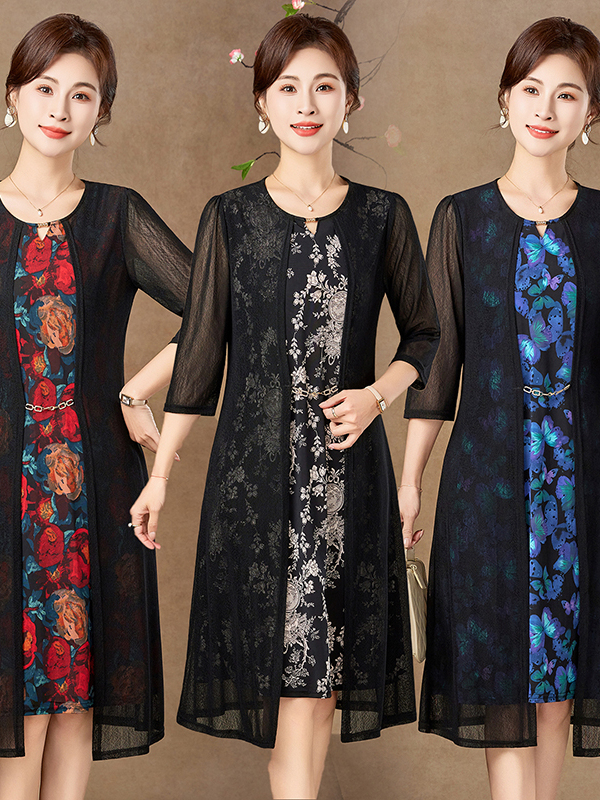 Elegant Mid-Sleeve Mesh Dress  - Women Fashion Over 50 recension och pris