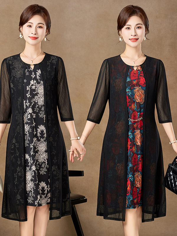 Elegant Mid-Sleeve Mesh Dress  - Women Fashion Over 50 recension och pris