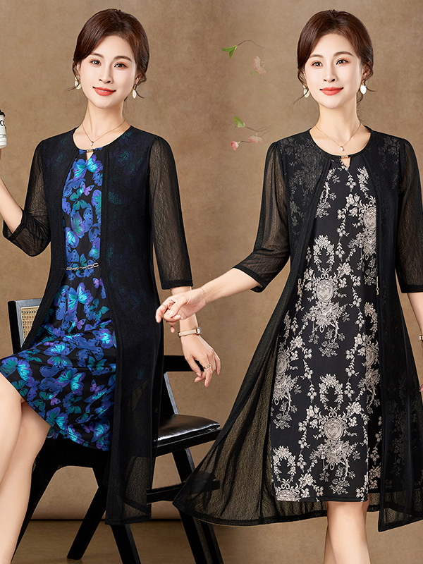 Elegant Mid-Sleeve Mesh Dress  - Women Fashion Over 50 recension och pris